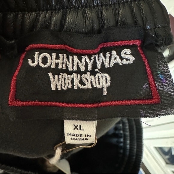 JOHNNY WAS‎ Black Vegan Leather Jogger Buttery Soft Elastic Silk Lined Pants XL - Picture 3 of 11
